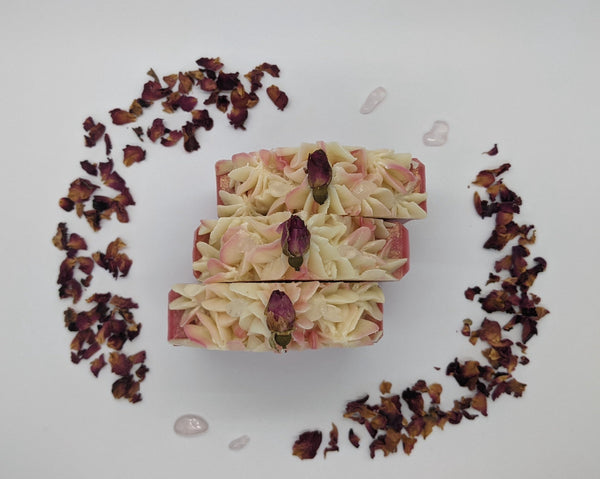 Rose & Rose Quartz Frosted Artisan Soap