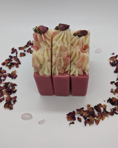 Rose & Rose Quartz Frosted Artisan Soap