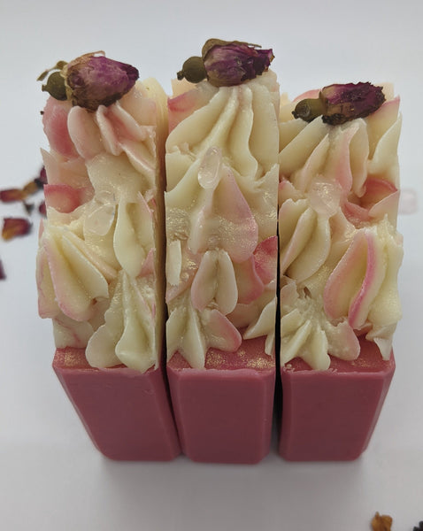 Rose & Rose Quartz Frosted Artisan Soap