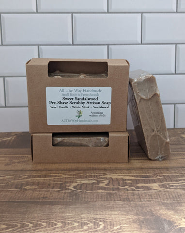 Sweet Sandalwood Pre-Shave Scrubby Artisan Soap